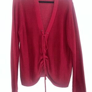 Women's Red Sweater with Tie Detail